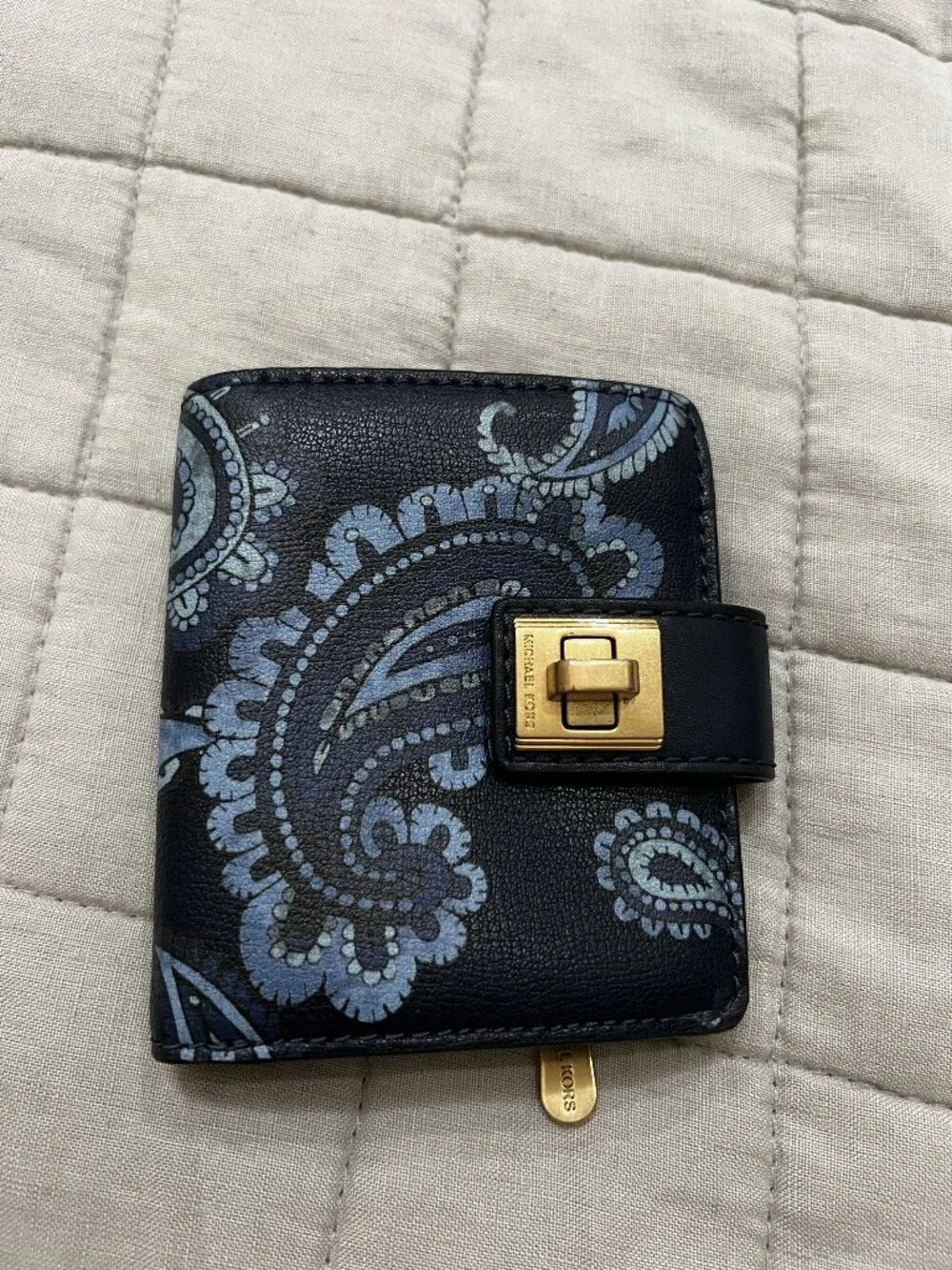 MICHAEL KORS Blue Paisley Small Leather Wallet